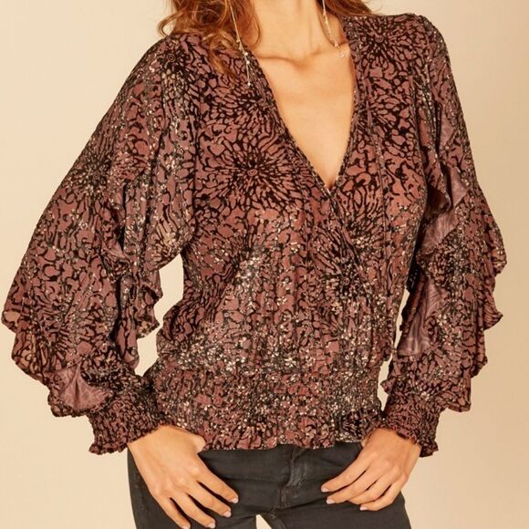 Vintage‎ Havana Velvet Floral Blouse - Picture 1 of 11